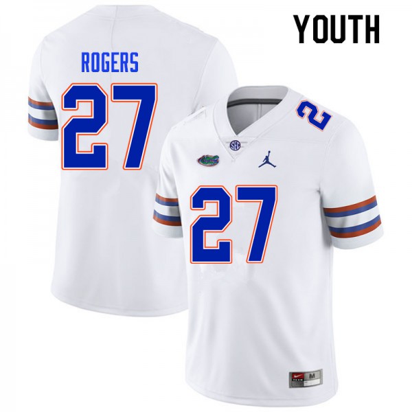 Youth #27 Jahari Rogers Florida Gators College Football Jersey White
